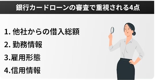 銀行カードローンの審査で重視される4点